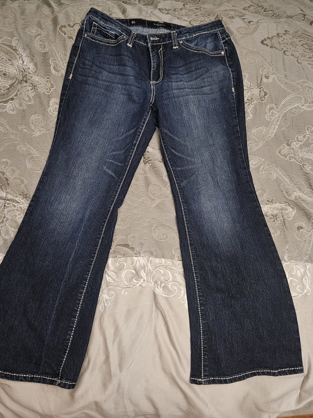 Nine West Dark Blue Bootcut Jeans with Contrast Stitching